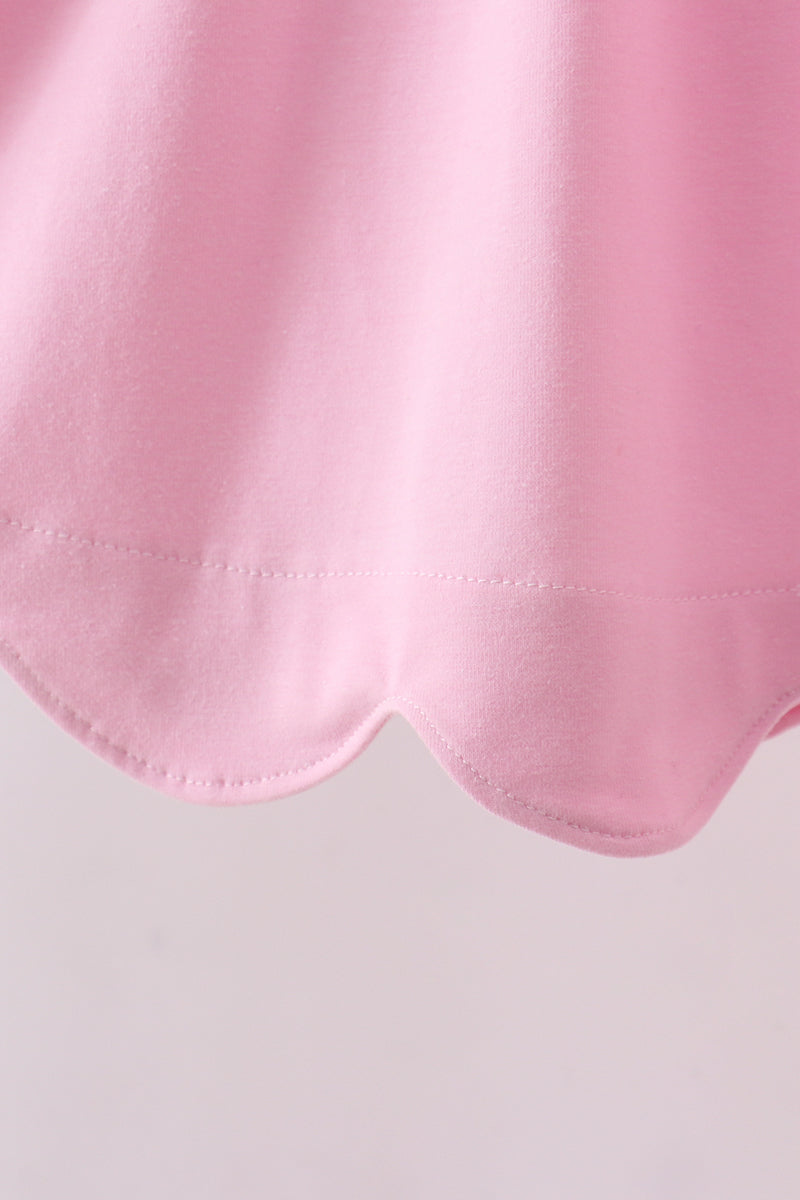 Ensemble short à volants brodé grande sœur rose