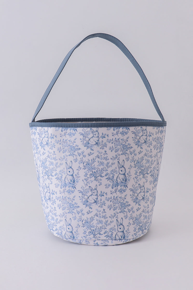 Panier fleuri petit lapin bleu