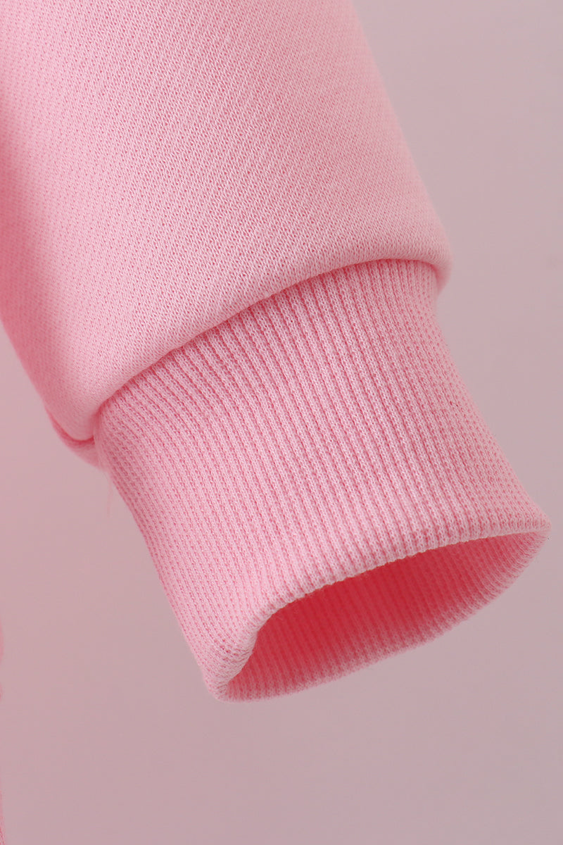 Sweatshirt molletonné réversible à sequins cœur rose amour sourire mère-fille