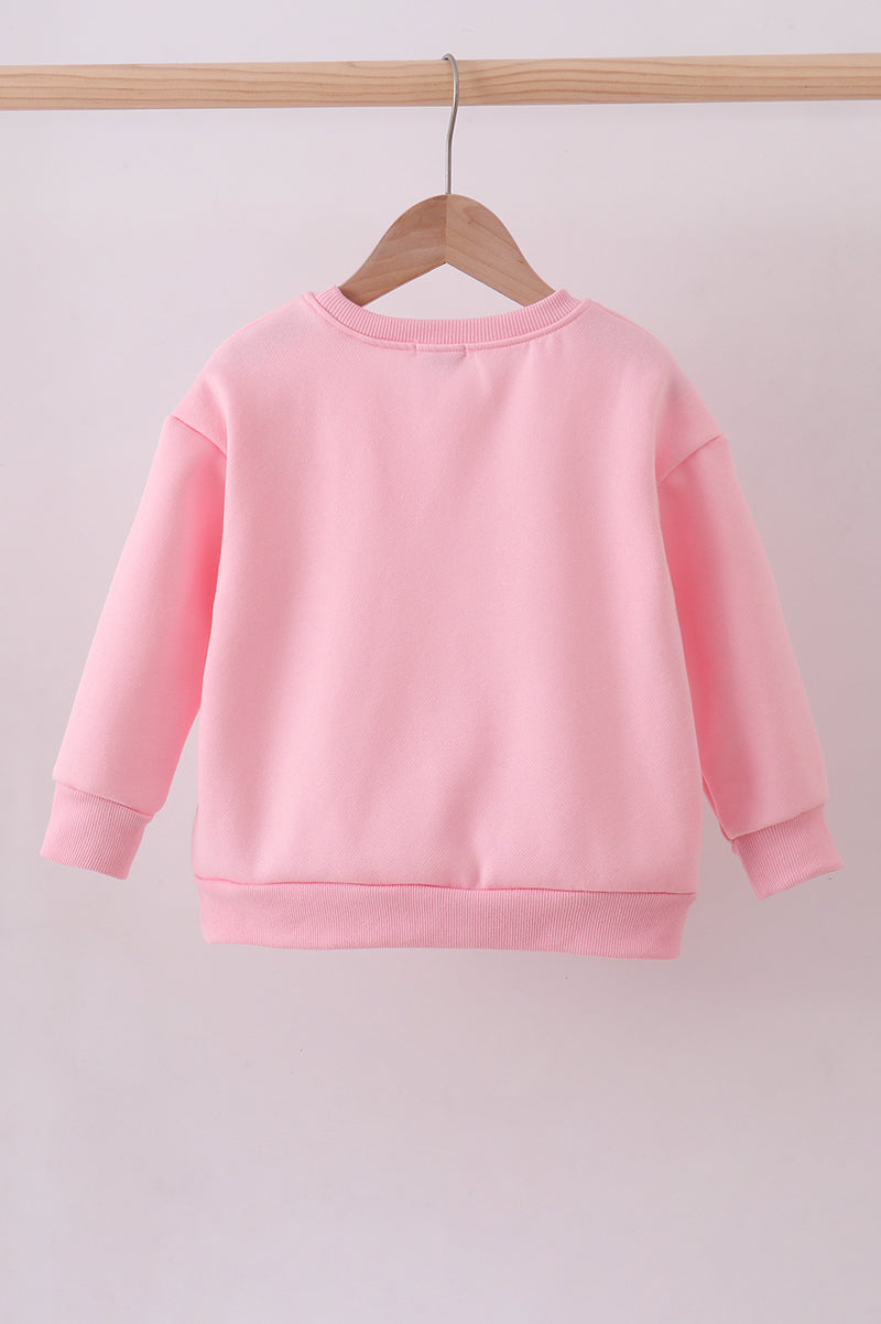 Sweatshirt molletonné réversible à sequins cœur rose amour sourire mère-fille