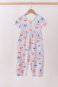 Combinaison-pantalon en bambou imprimé cocotiers et homards