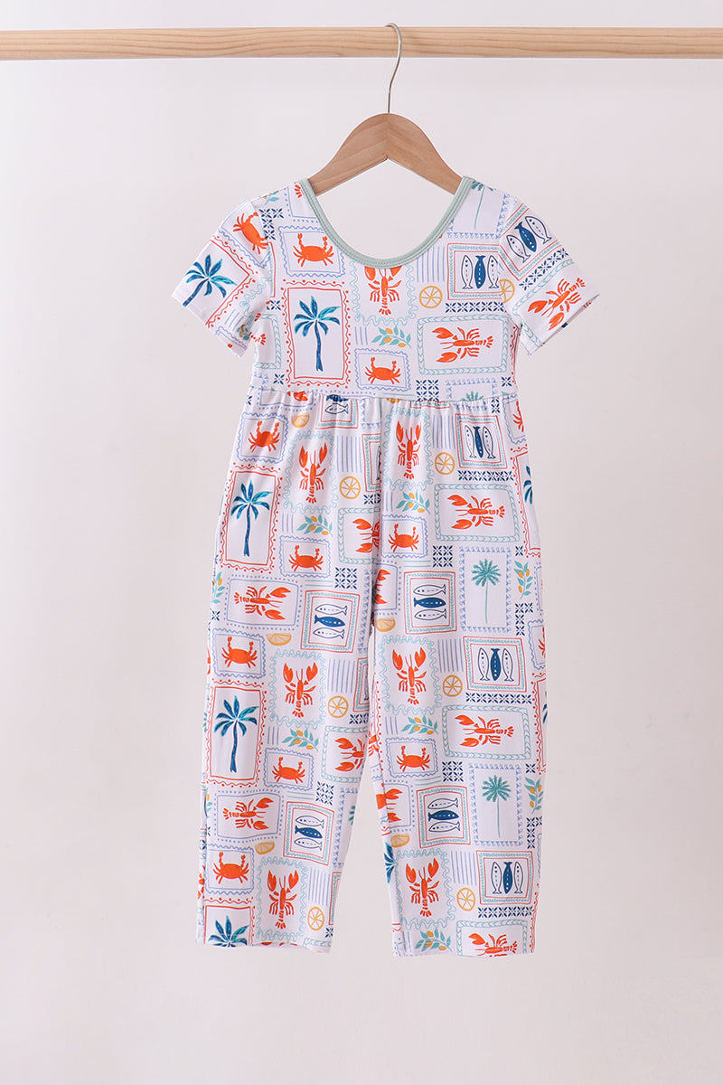 Combinaison-pantalon en bambou imprimé cocotiers et homards