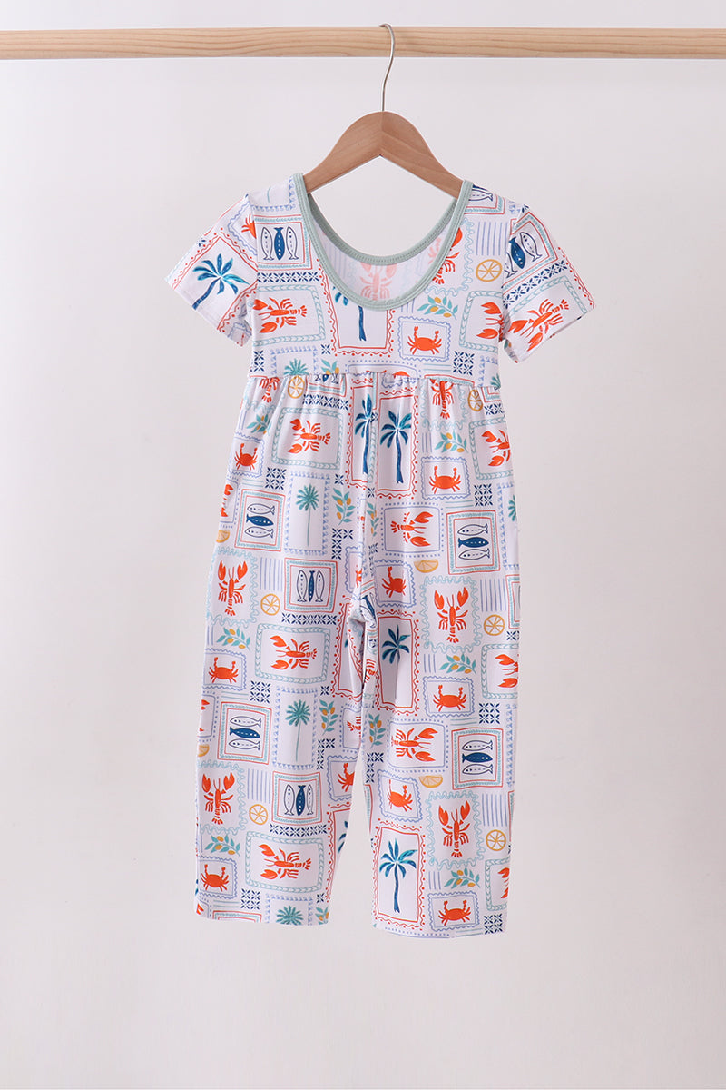 Combinaison-pantalon en bambou imprimé cocotiers et homards