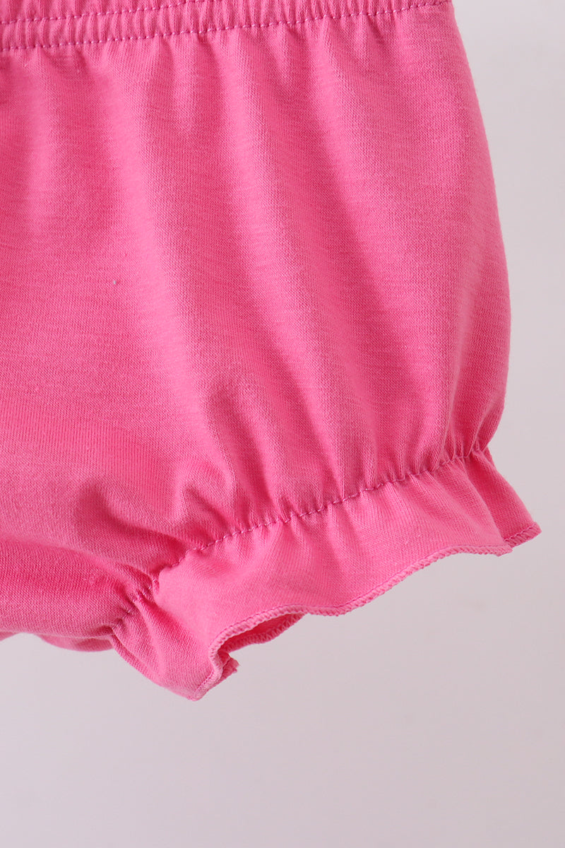 Ensemble barboteuse à smocks et volants, personnage rose
