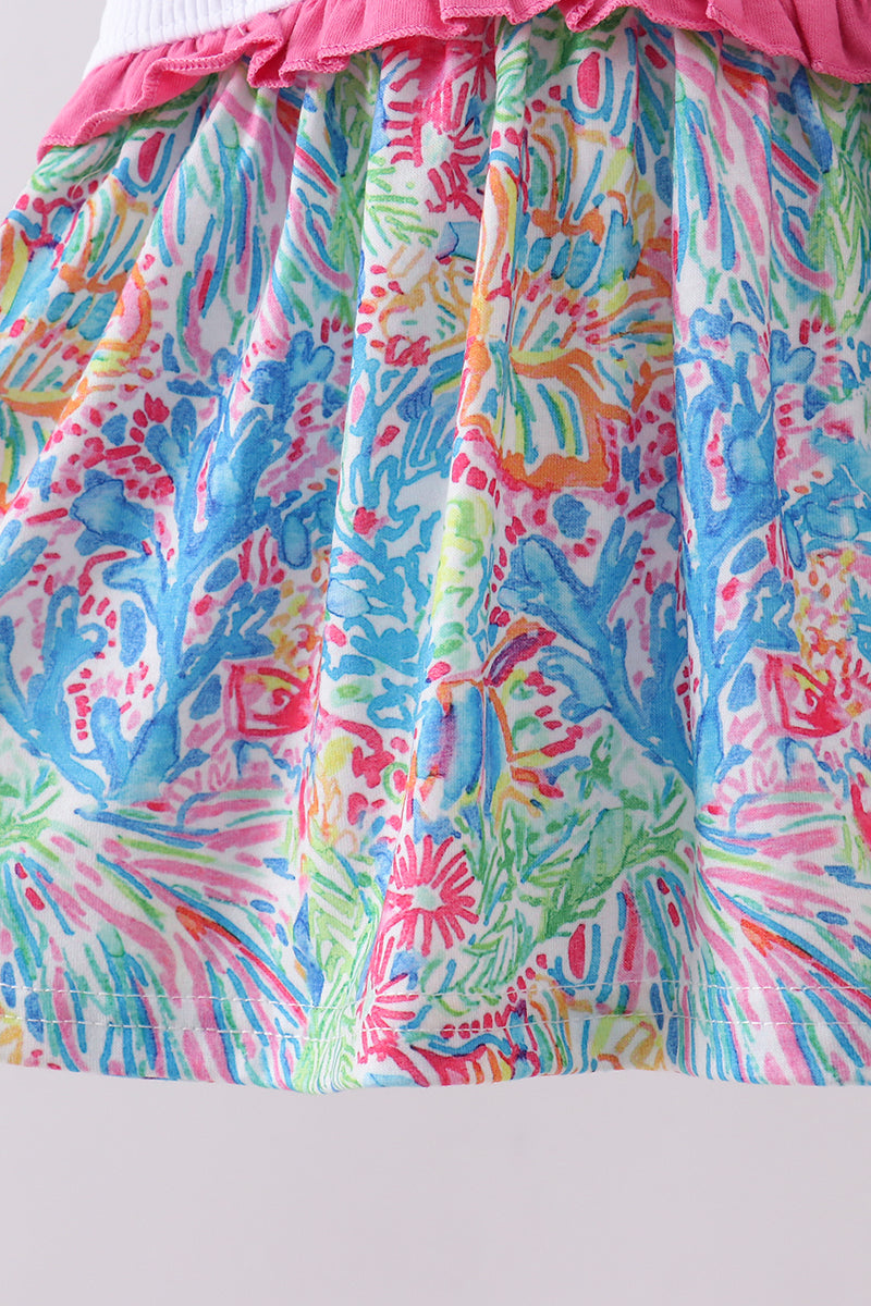 Ensemble barboteuse à smocks et volants, personnage rose