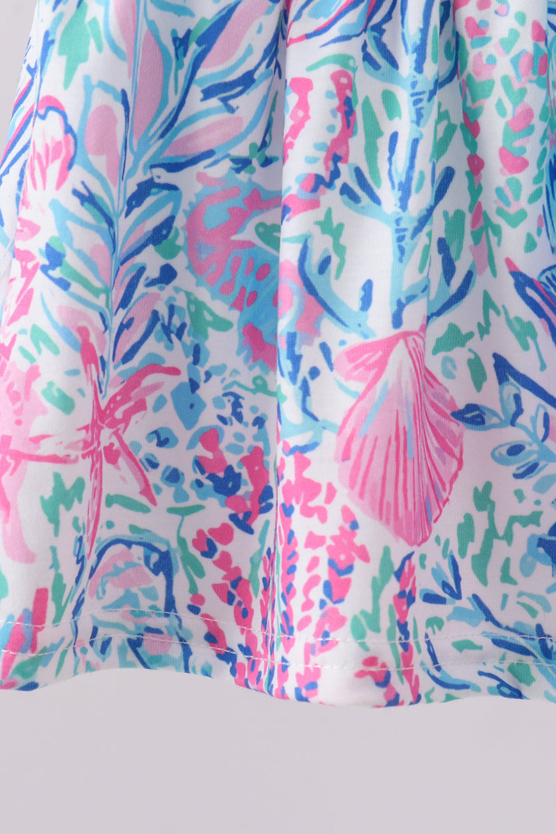 Ensemble barboteuse à smocks et volants bleu marine