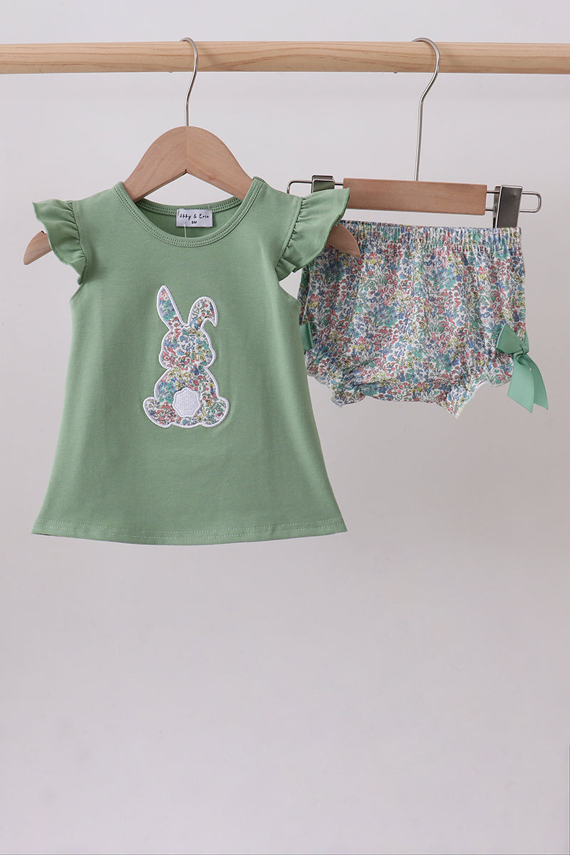 Ensemble bloomer avec applique lapin sauge