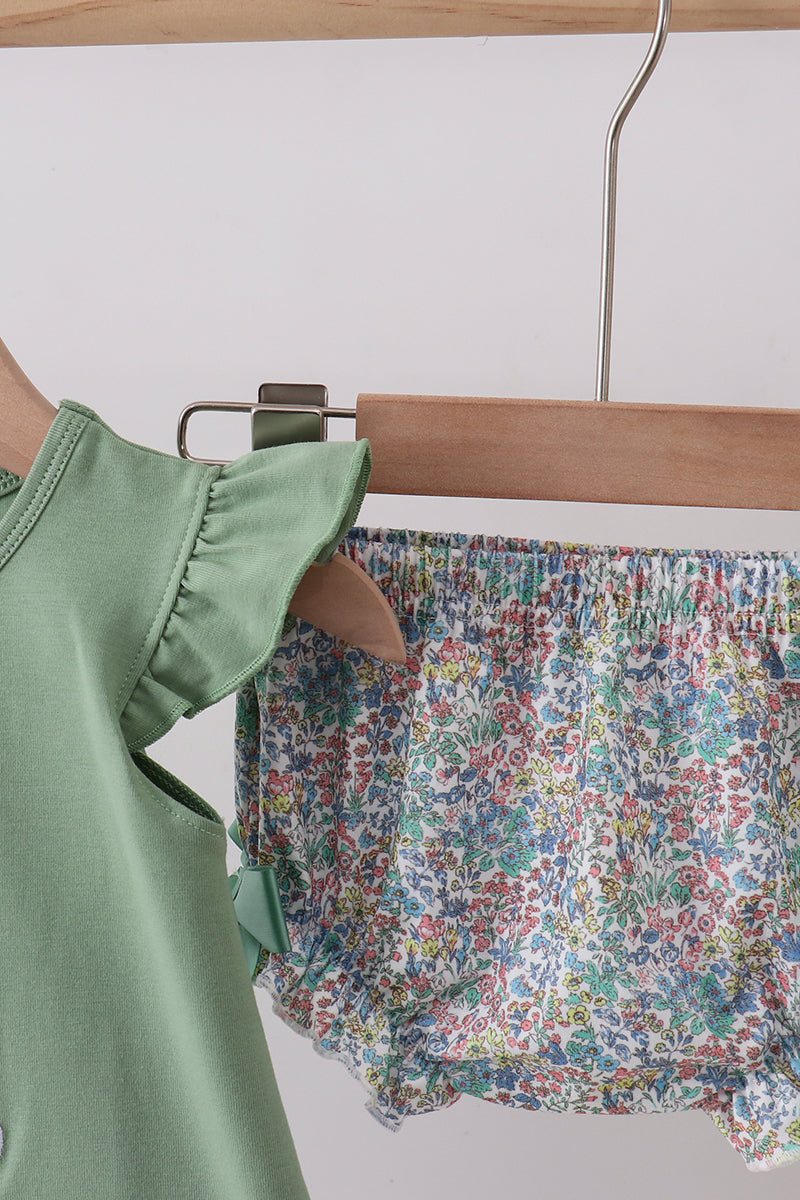 Ensemble bloomer avec applique lapin sauge