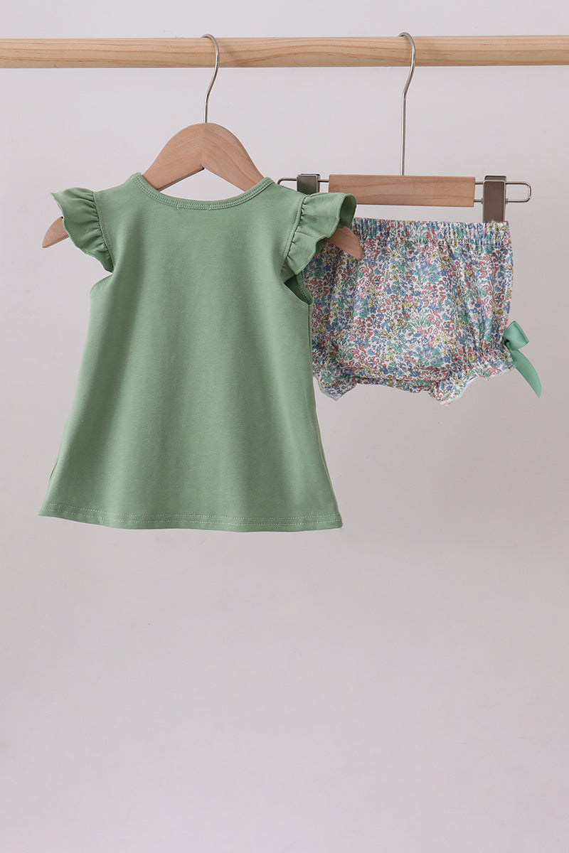 Ensemble bloomer avec applique lapin sauge