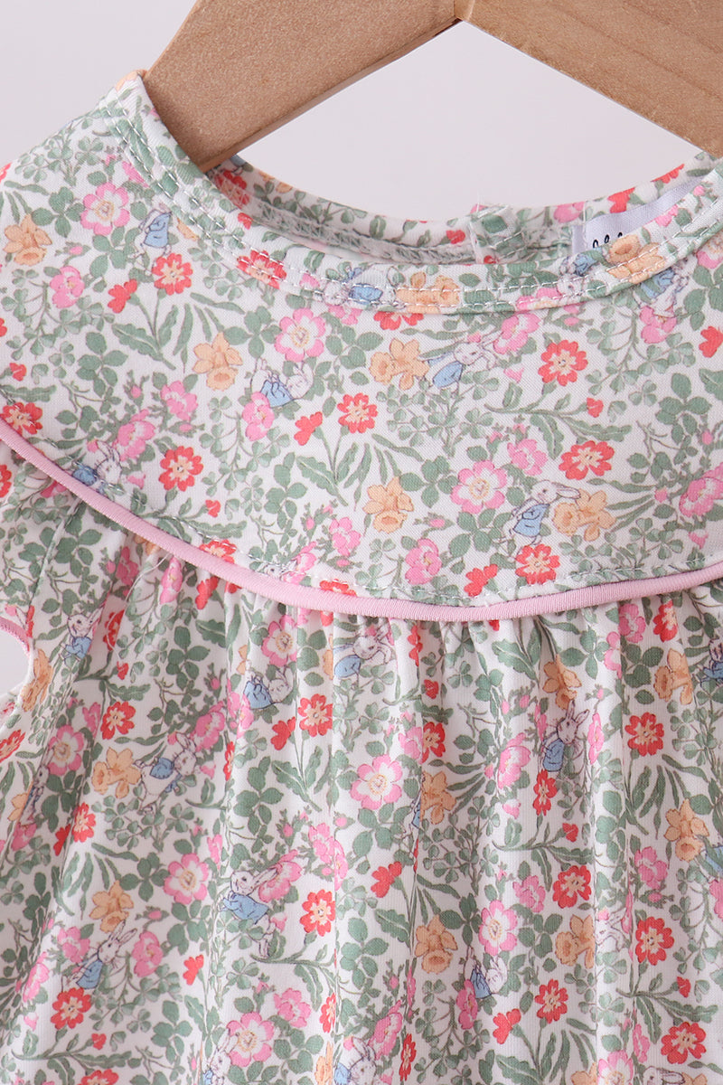 Ensemble bloomer à volants et applique lapin floral