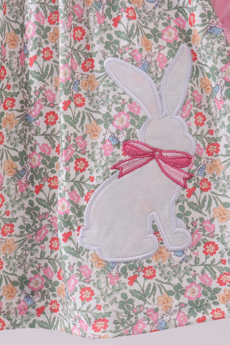 Ensemble bloomer à volants et applique lapin floral