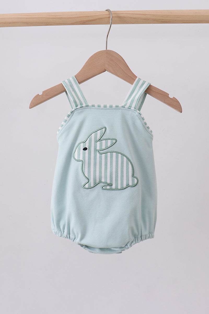 Barbotteuse en coton à appliqué lapin à rayures bleues