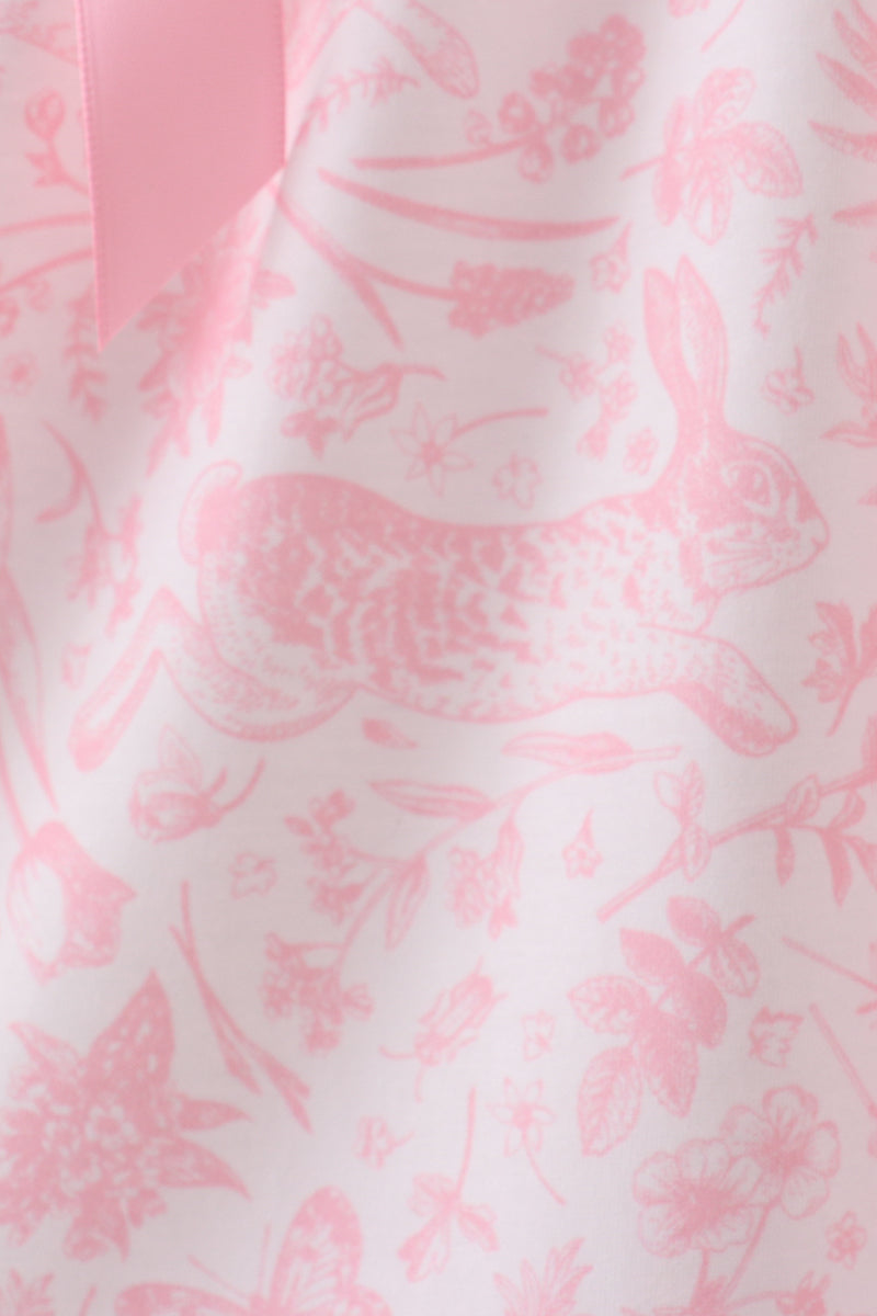 Robe col claudine smockée lapin rose