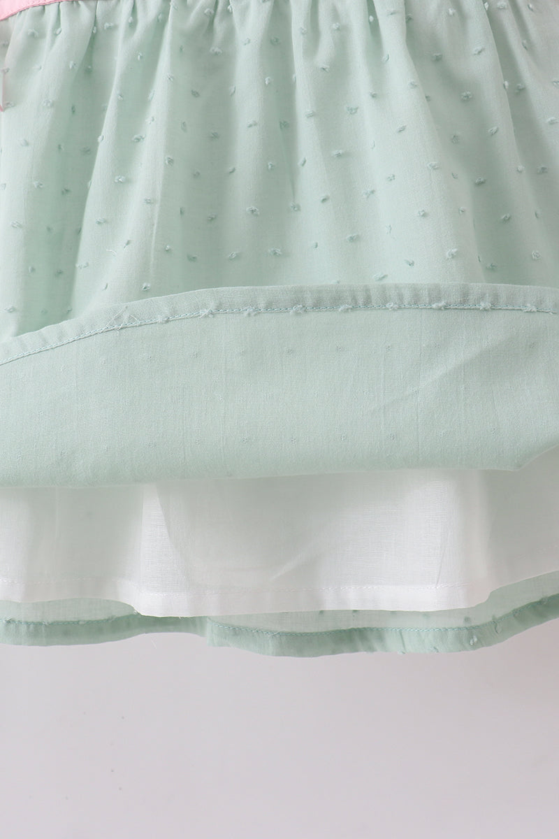 Ensemble short à volants mouton croix à pois suisses vert