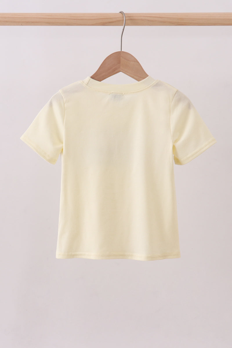 Top brodé mouton croix jaune
