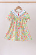 Robe à volants rose à manches bouffantes et imprimé floral