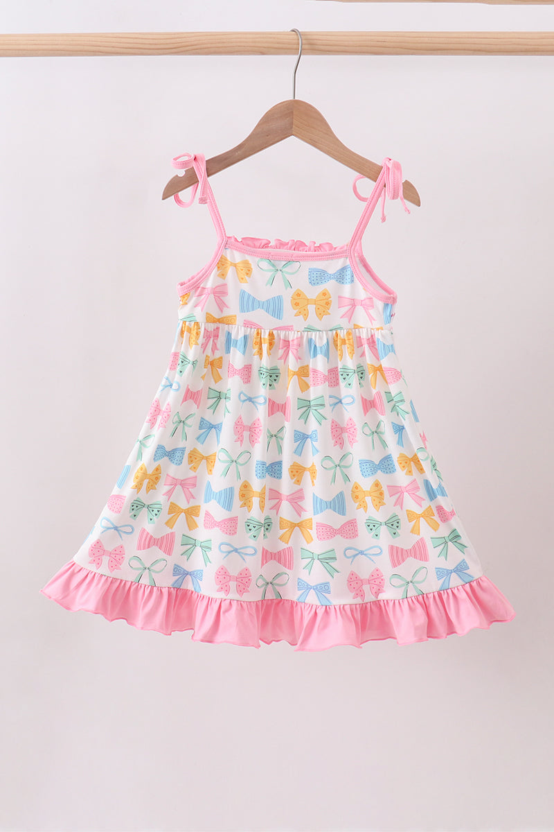 Robe à smocks à volants nœud rose J'aime MAMAN