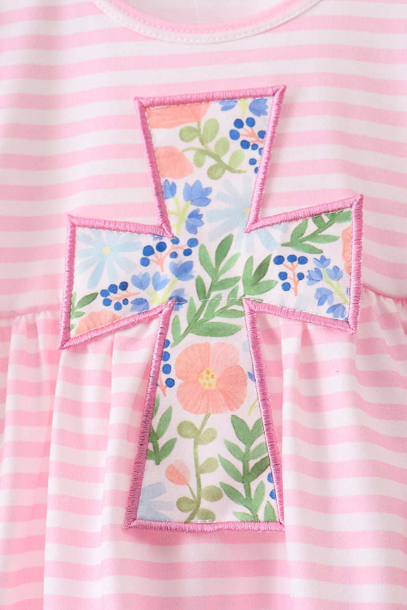 Ensemble bloomer rose à rayures et applications croisées