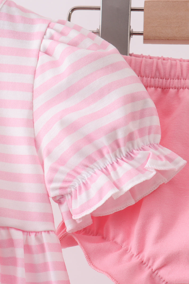 Ensemble bloomer rose à rayures et applications croisées