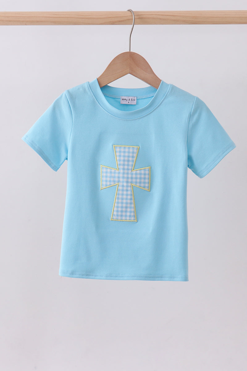 Haut avec applique croix bleue