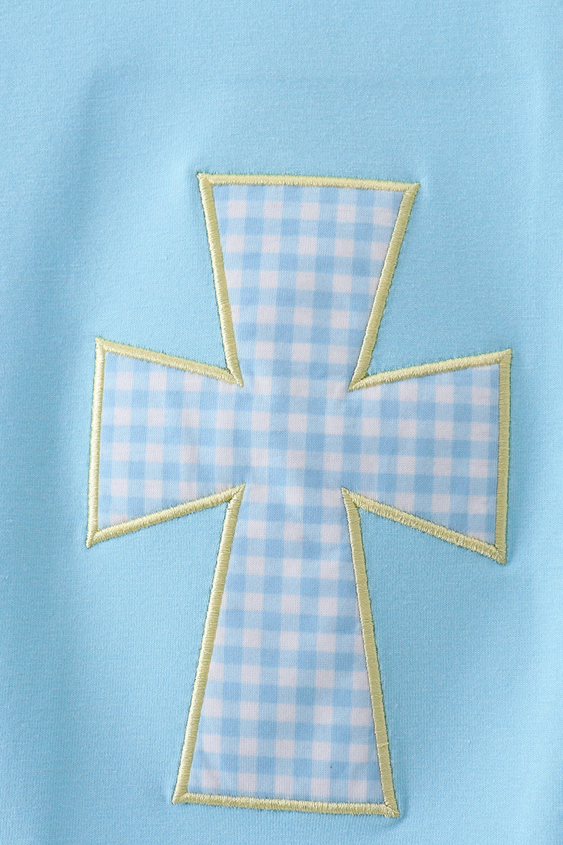Haut avec applique croix bleue