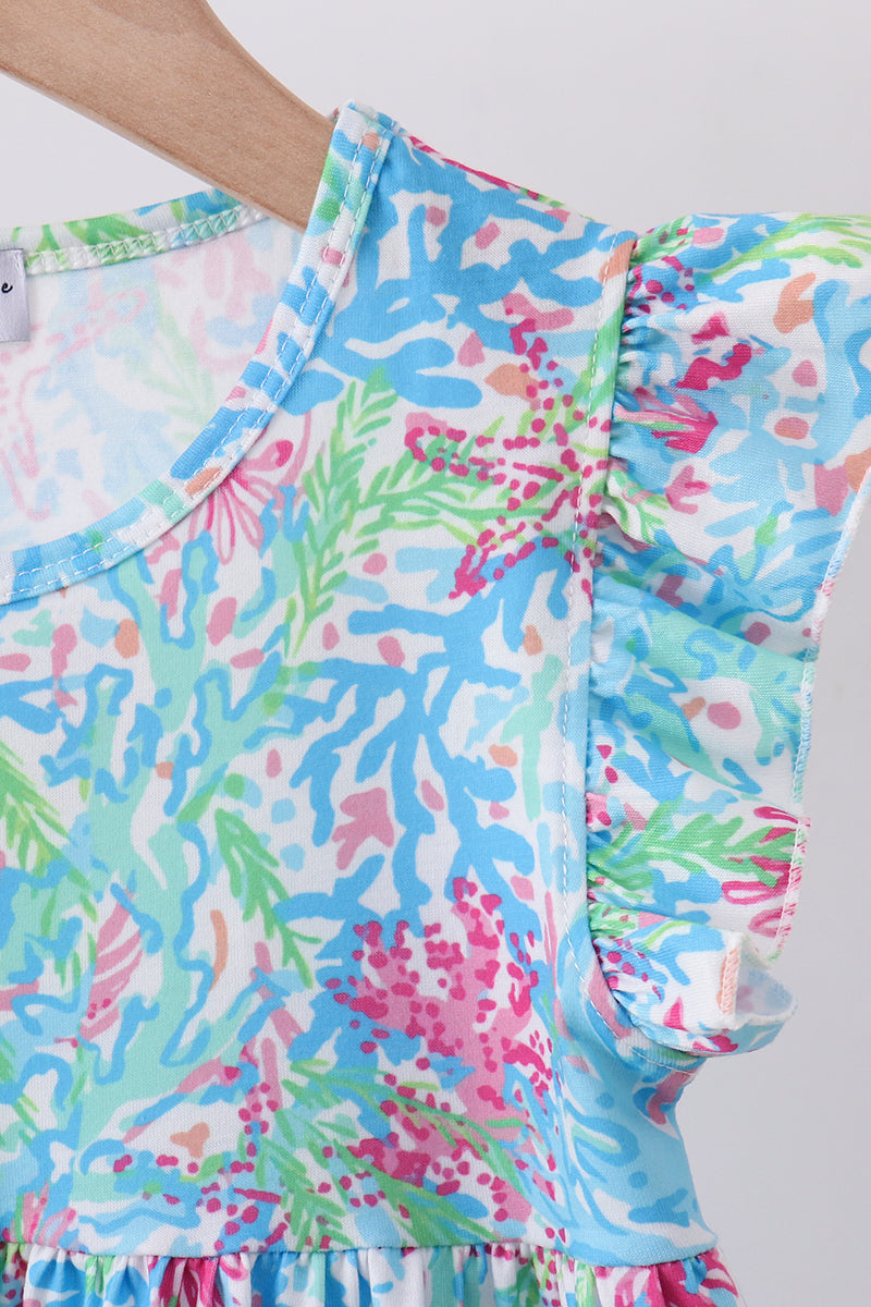 Robe à volants Mint island bloom