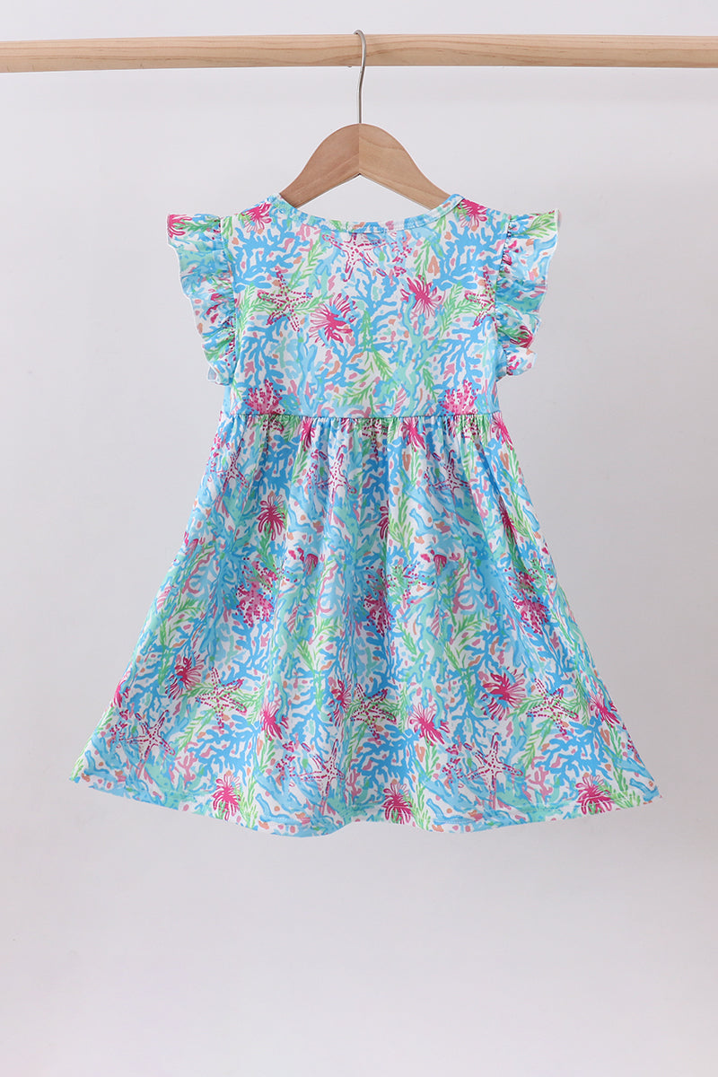 Robe à volants Mint island bloom
