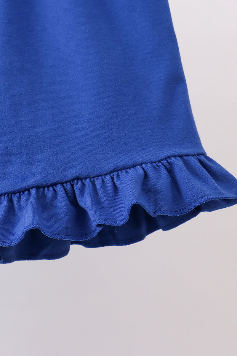 Ensemble short à volants imprimé floral bleu