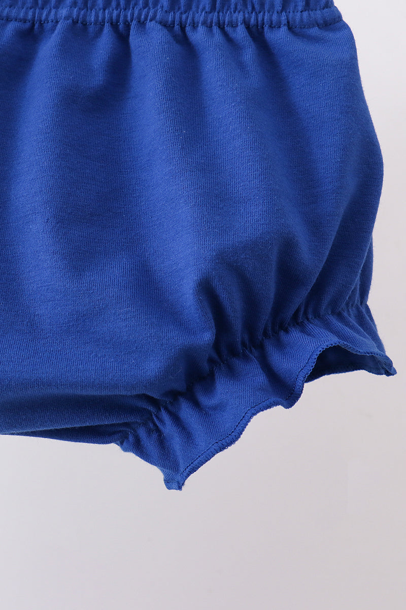 Ensemble bloomer à volants imprimé floral bleu