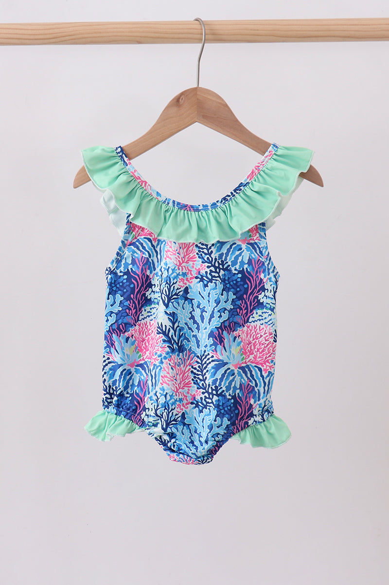 Maillot de bain imprimé créature marine bleue