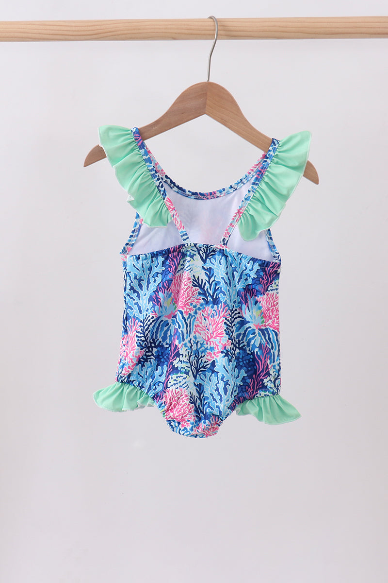 Maillot de bain imprimé créature marine bleue