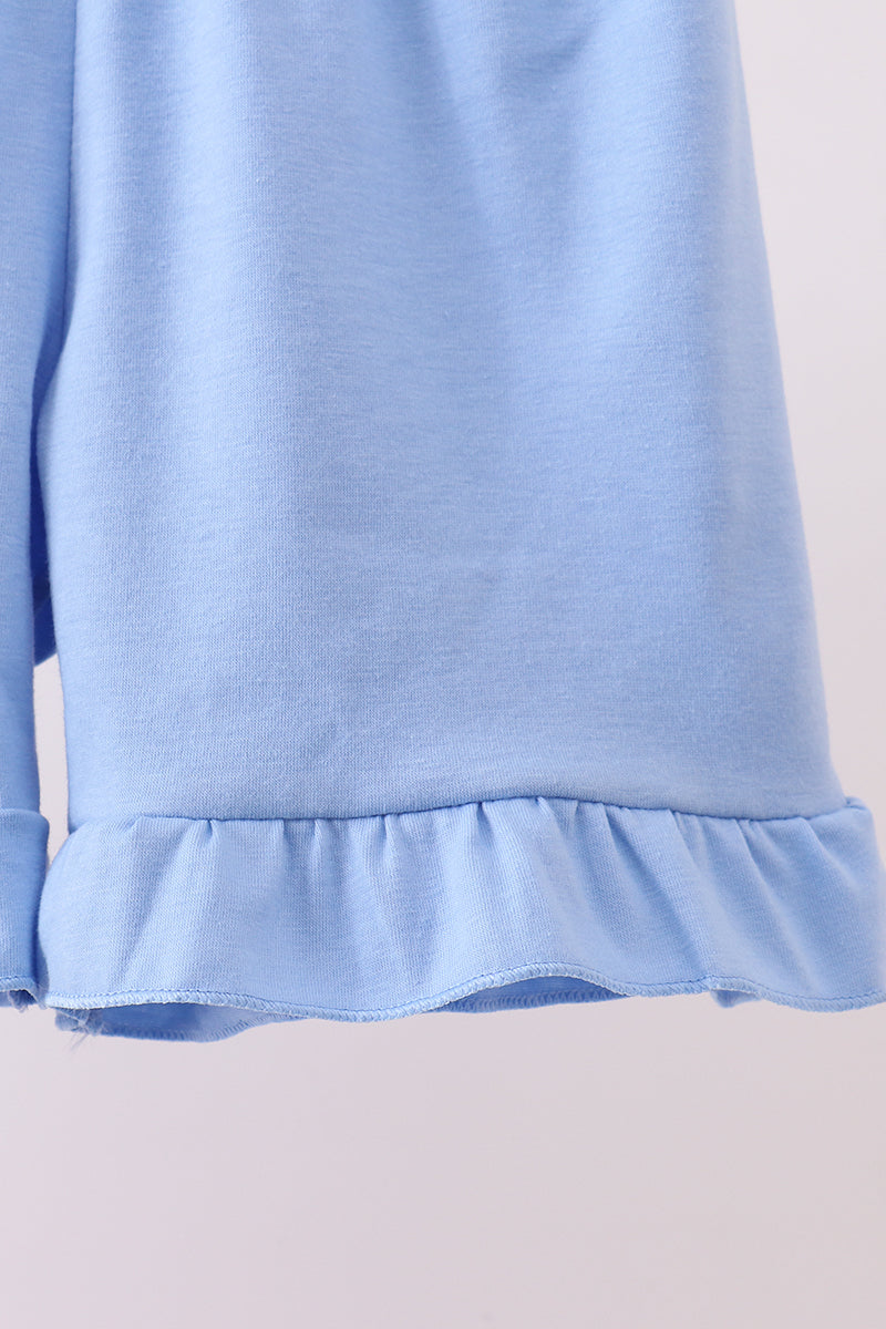 Ensemble short à volants smocké cerises bleues