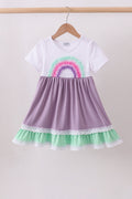 Robe à volants arc-en-ciel en dentelle violette