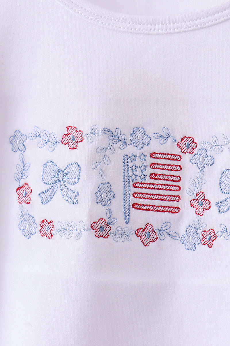 Ensemble short à volants en jacquard smocké drapeau bleu