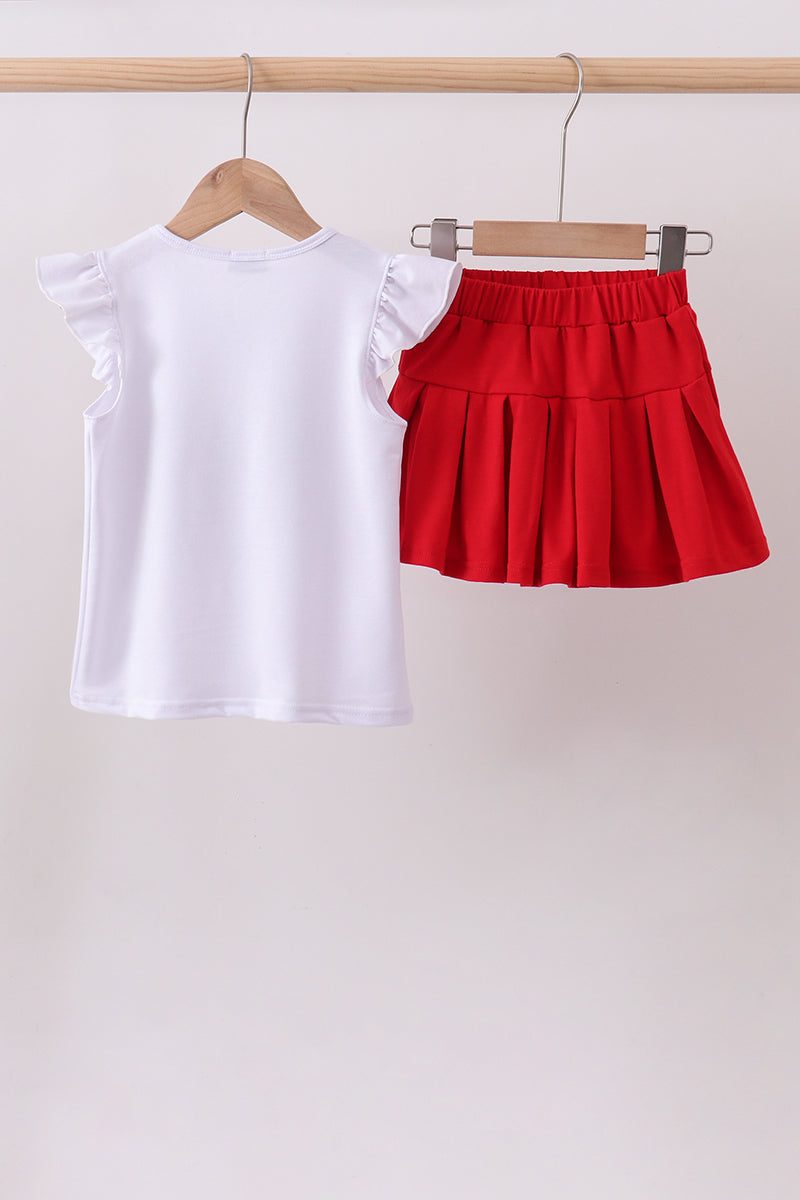 Ensemble skort blanc à sequins avec nœud