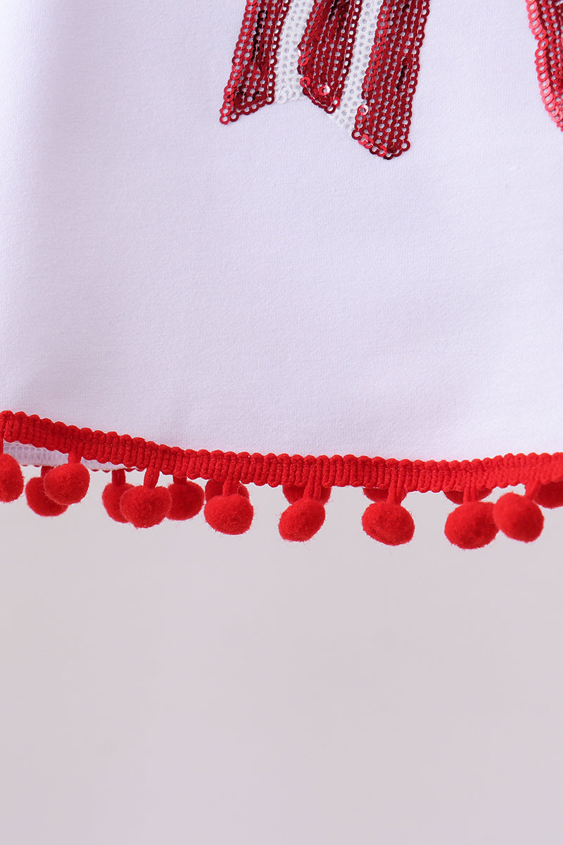 Ensemble bloomer à sequins et nœud blanc