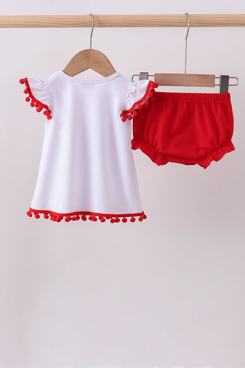 Ensemble bloomer à sequins et nœud blanc