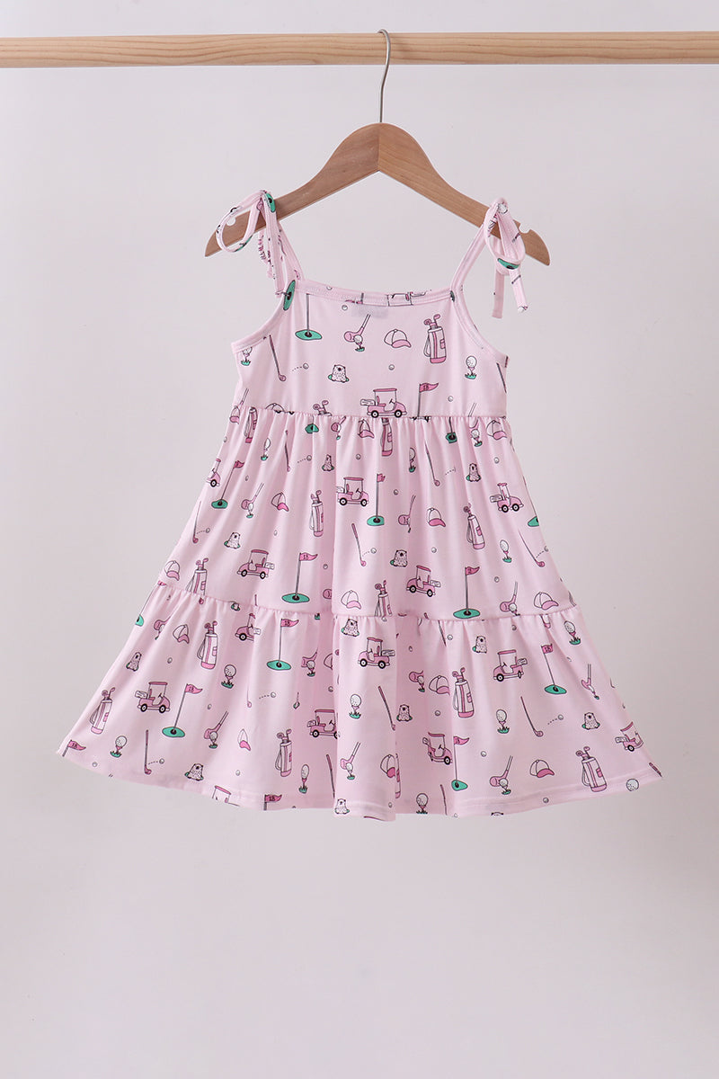 Robe étagée imprimée de golf rose