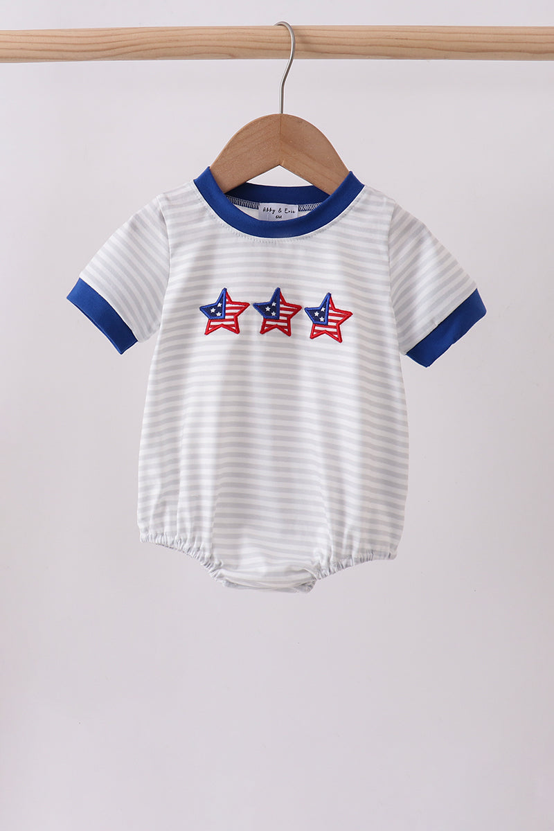 Combinaison-bulle rayée bleu marine avec applique nœud