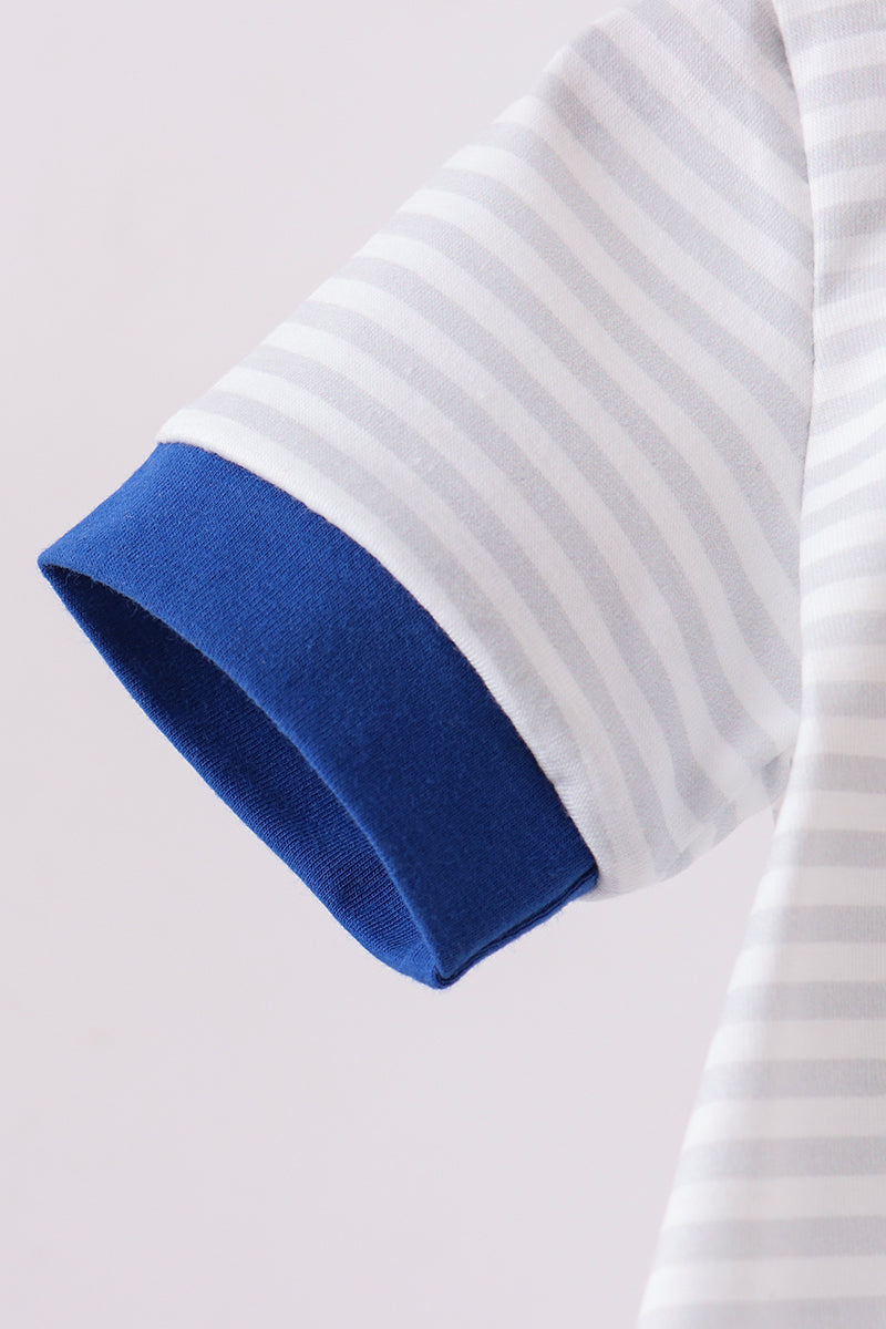 Combinaison-bulle rayée bleu marine avec applique nœud