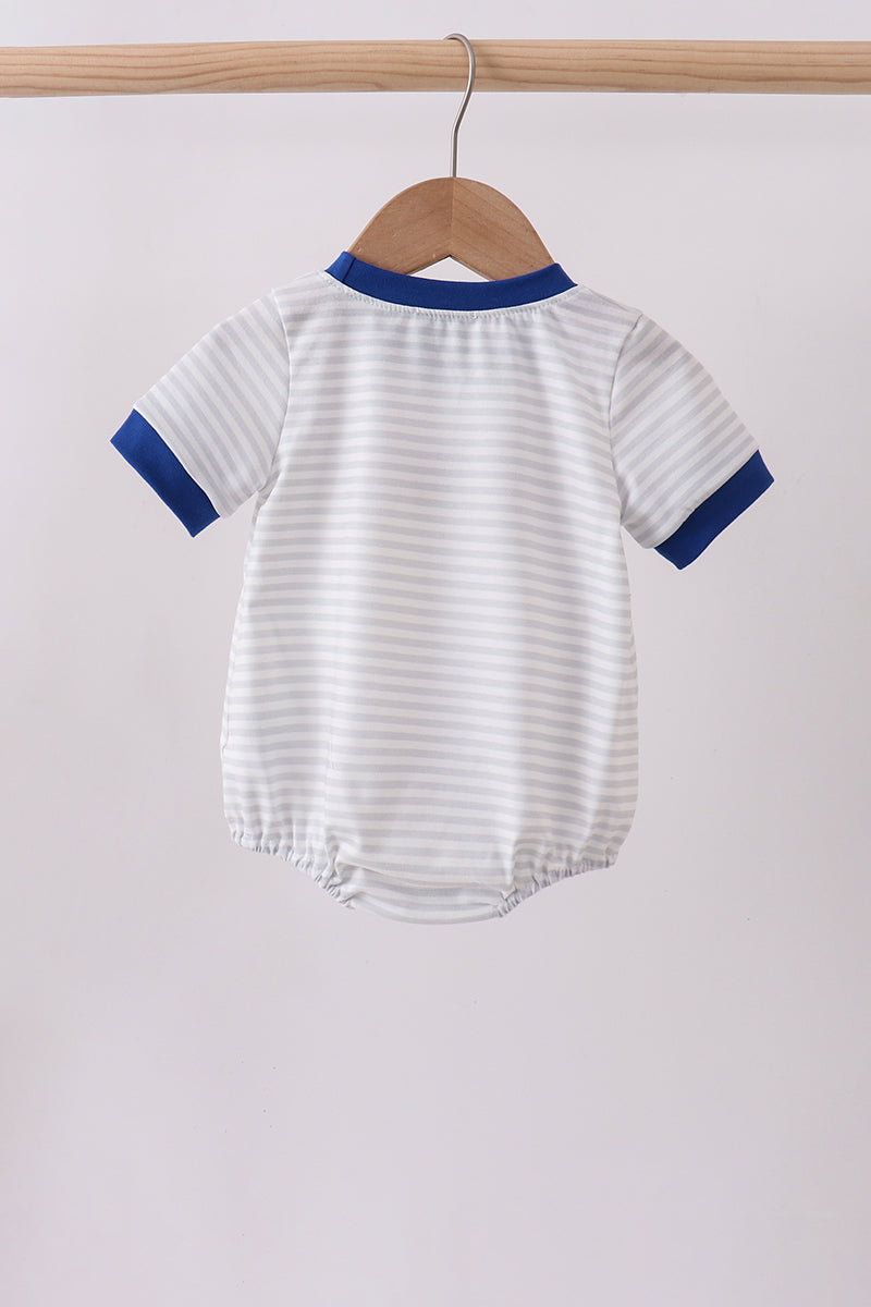Combinaison-bulle rayée bleu marine avec applique nœud