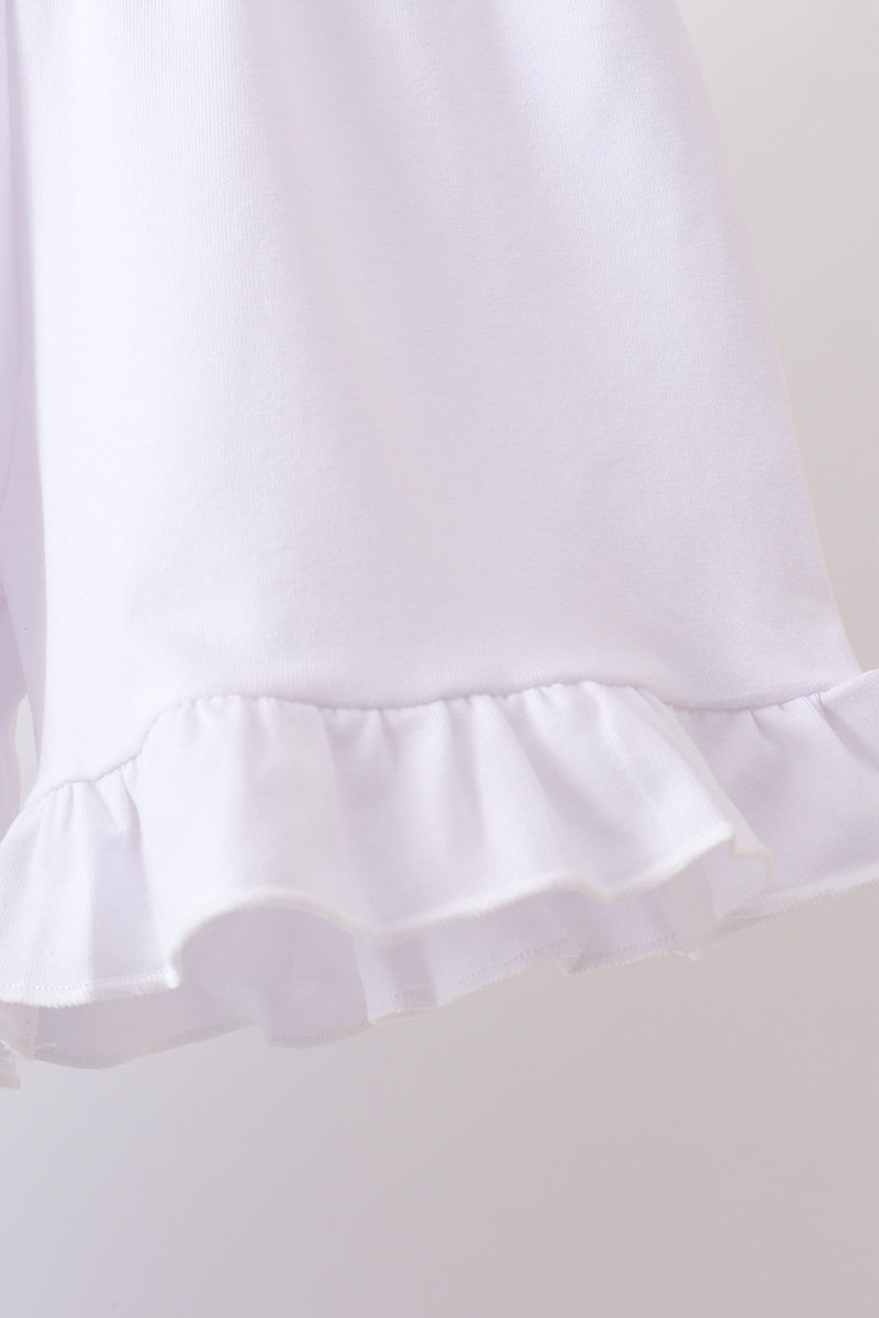 Ensemble jacquard smocké brodé nœud bleu