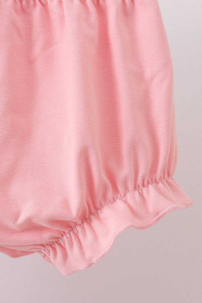 Ensemble barboteuse smockée à fleurs roses