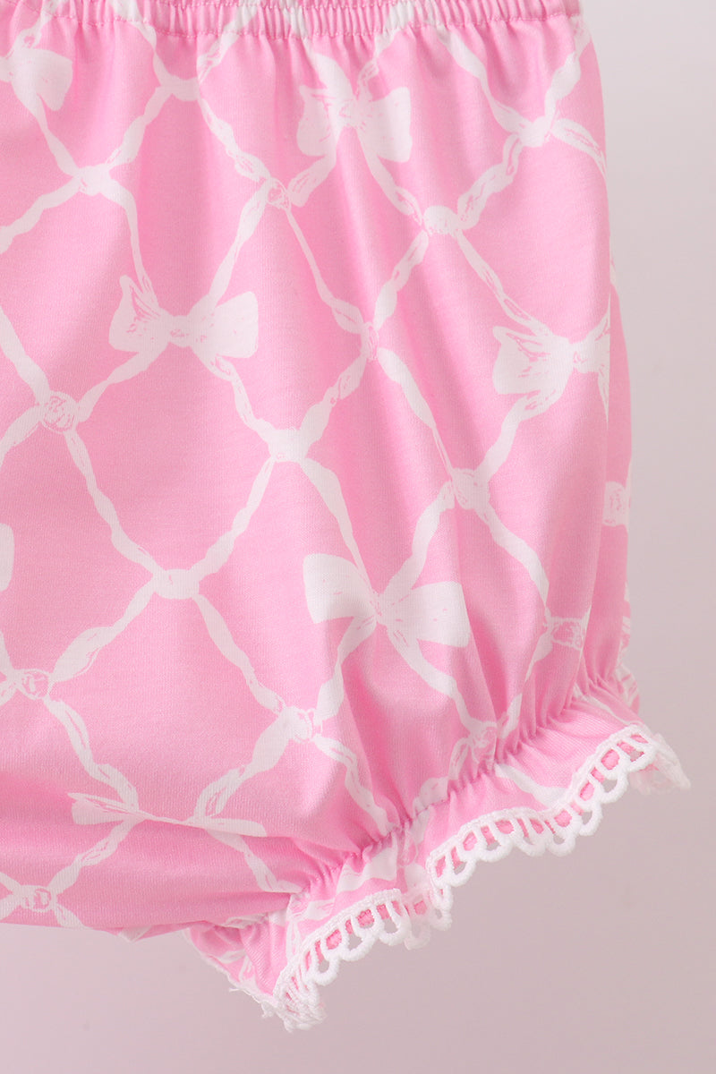 Ensemble barboteuse à nœud rose