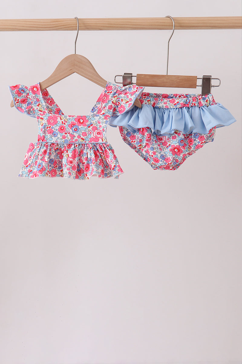 Ensemble de bain UPF fleuri rose