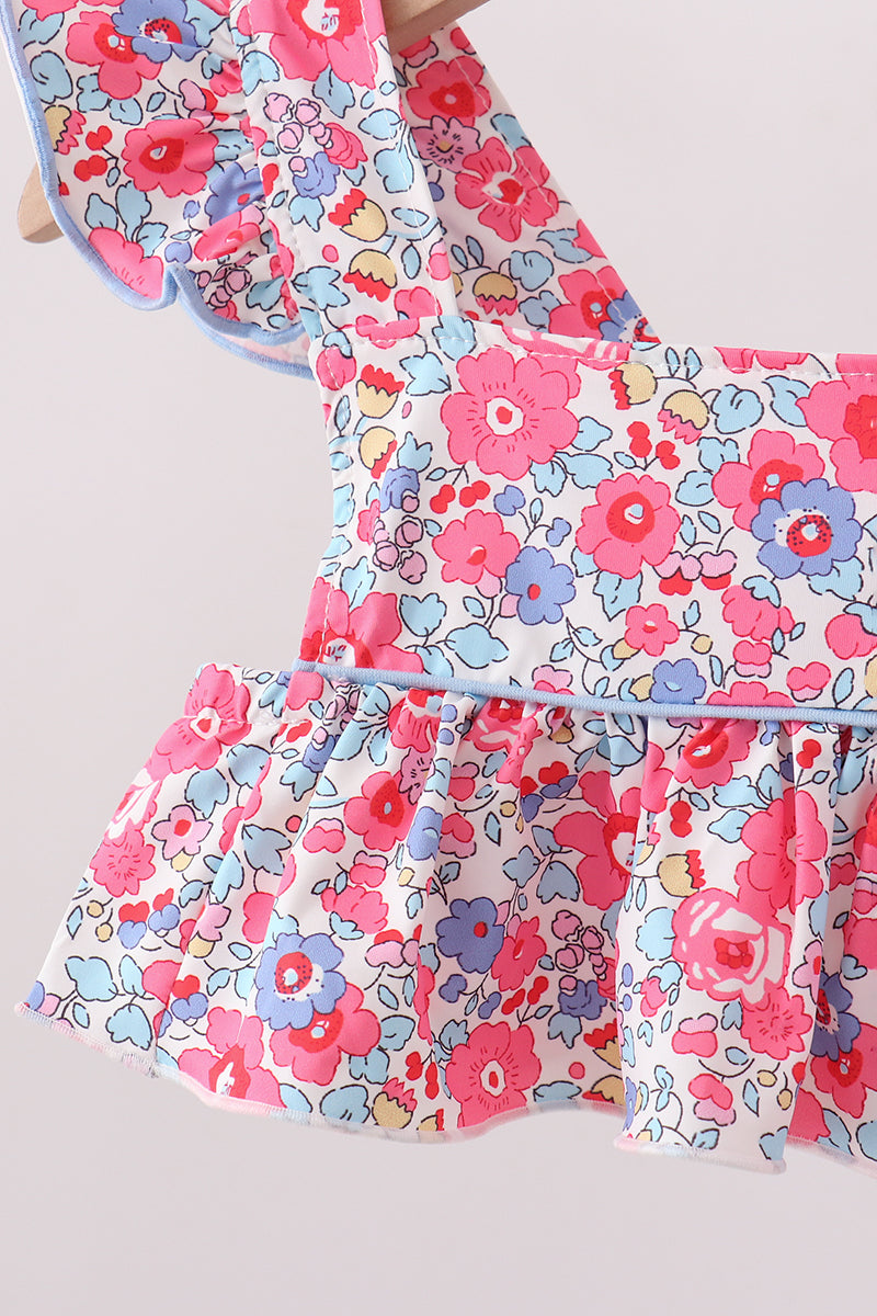 Ensemble de bain UPF fleuri rose
