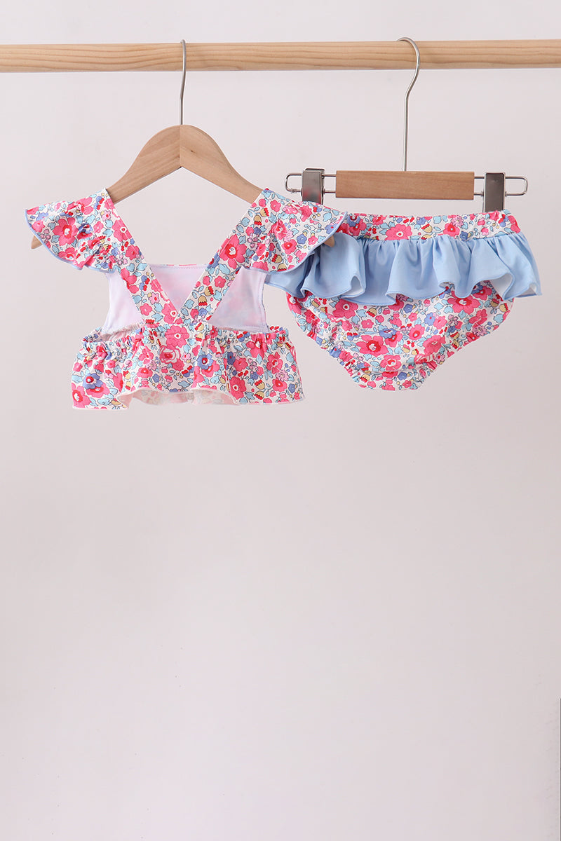 Ensemble de bain UPF fleuri rose