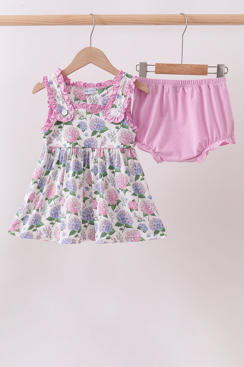 Ensemble fleuri hortensia mauve
