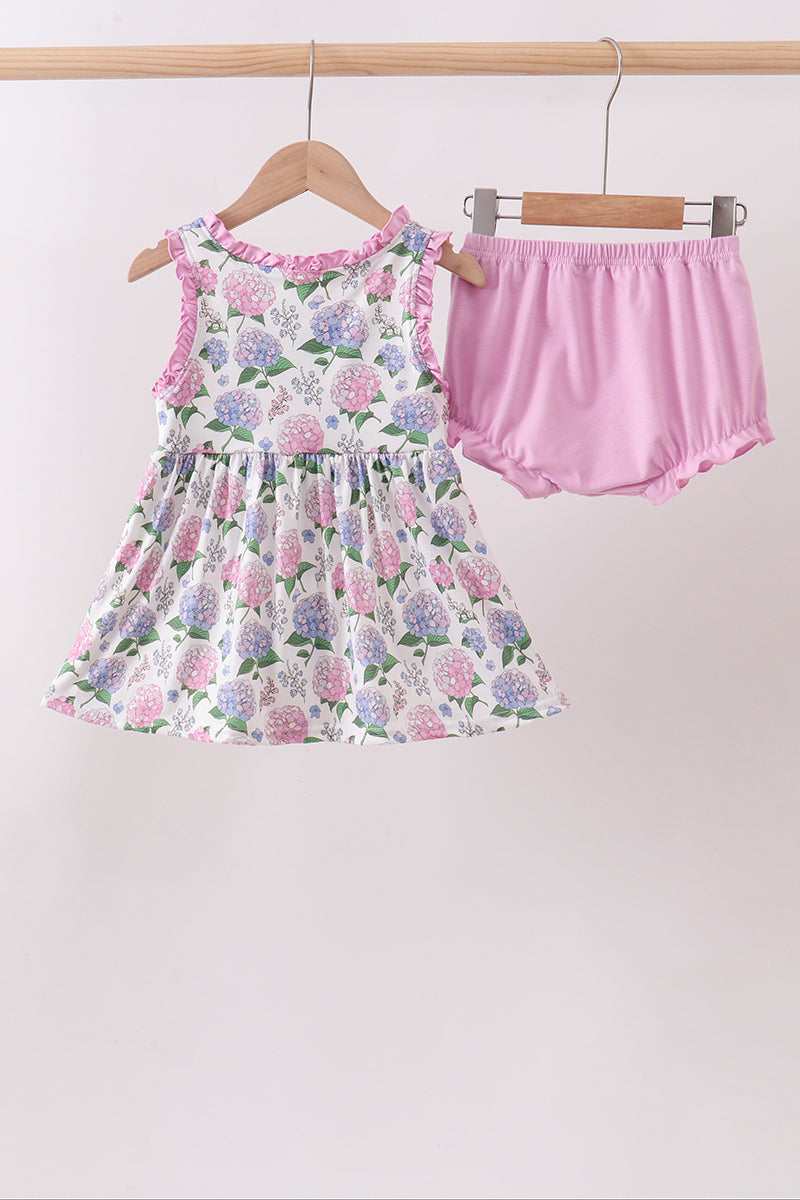Ensemble fleuri hortensia mauve