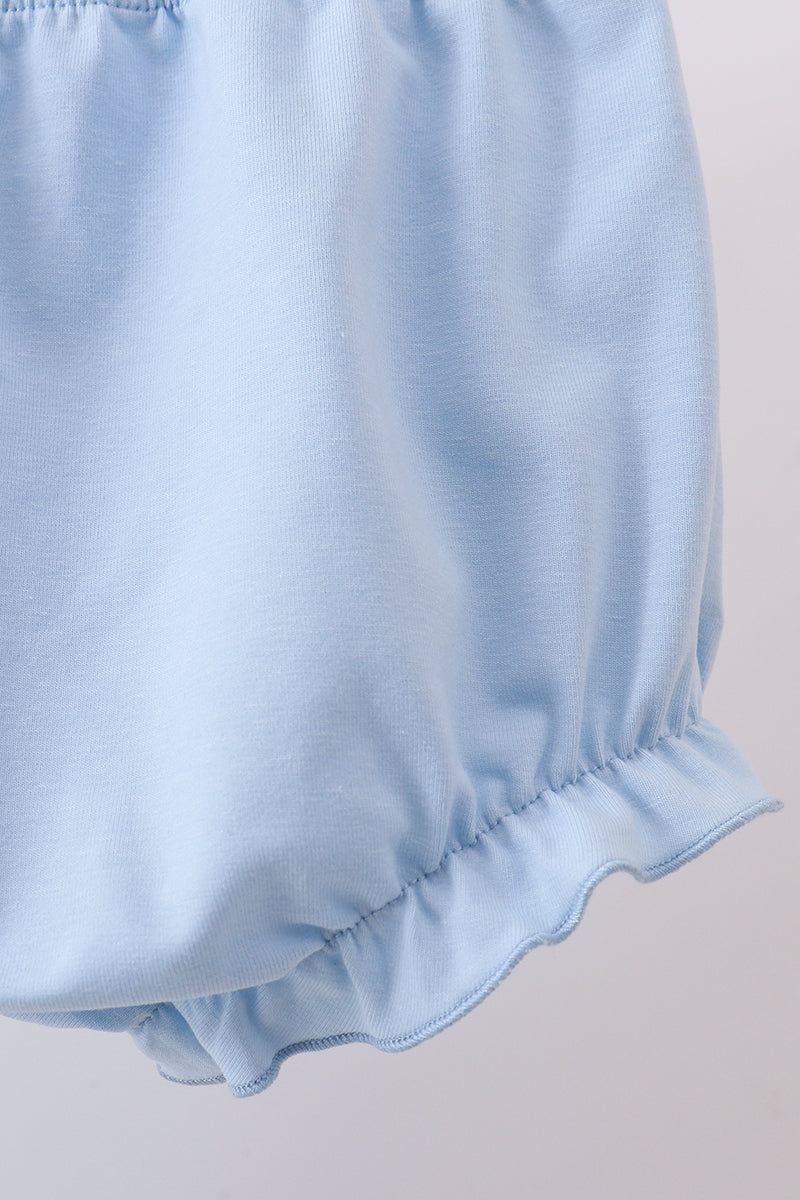 Ensemble bloomer et nœud imprimé plage bleu